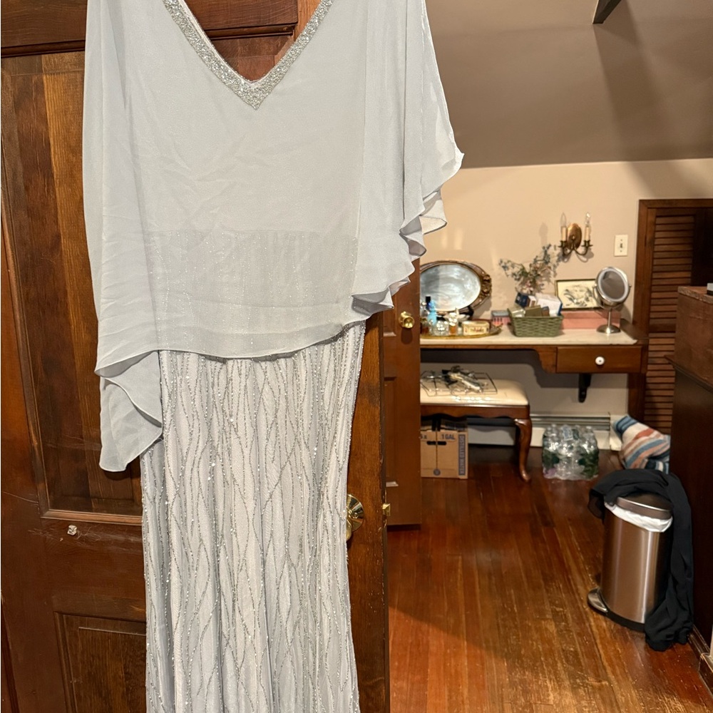 Elegant Silver Evening Gown